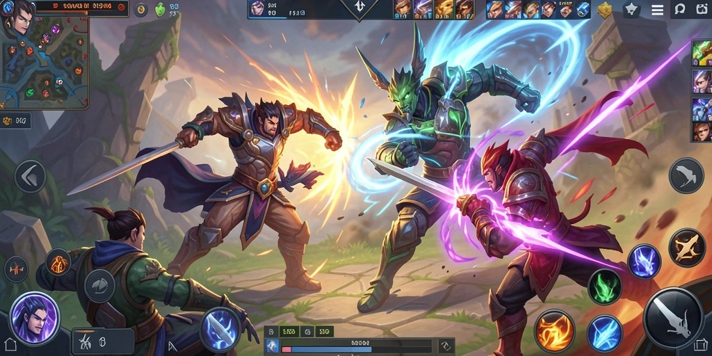 Screenshot gameplay 9939 yang memperlihatkan pertarungan seru antartim.