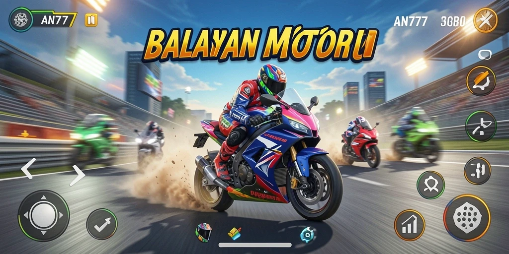 Tampilan mendebarkan dari gameplay balapan motor AN777.