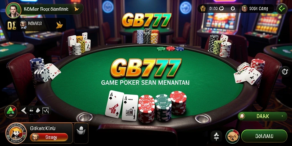 Screenshot gameplay GB777 menampilkan aksi poker yang mendebarkan.