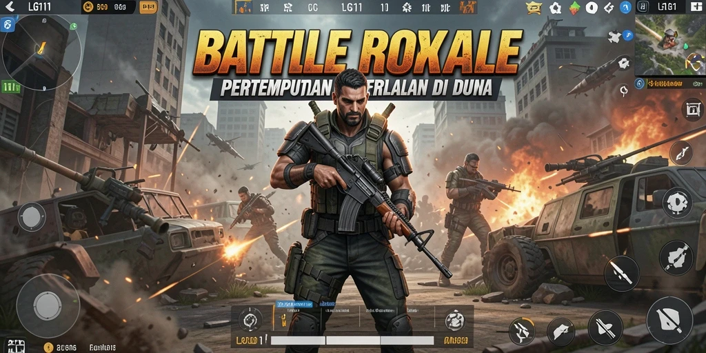 Gameplay mendebarkan dalam arena Battle Royale LG111.