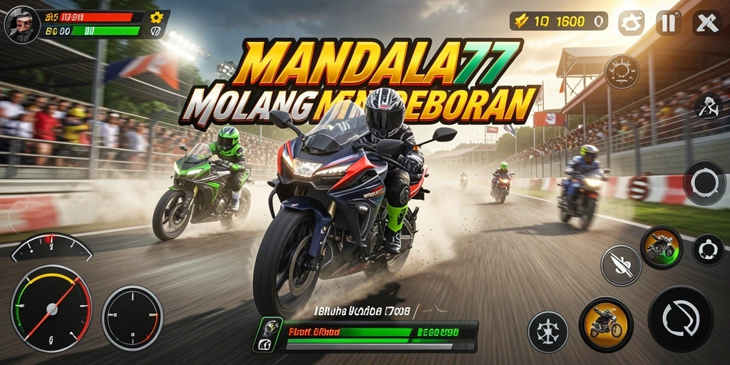 Tampilan gameplay MANDALA77 yang memukau di trek balap.